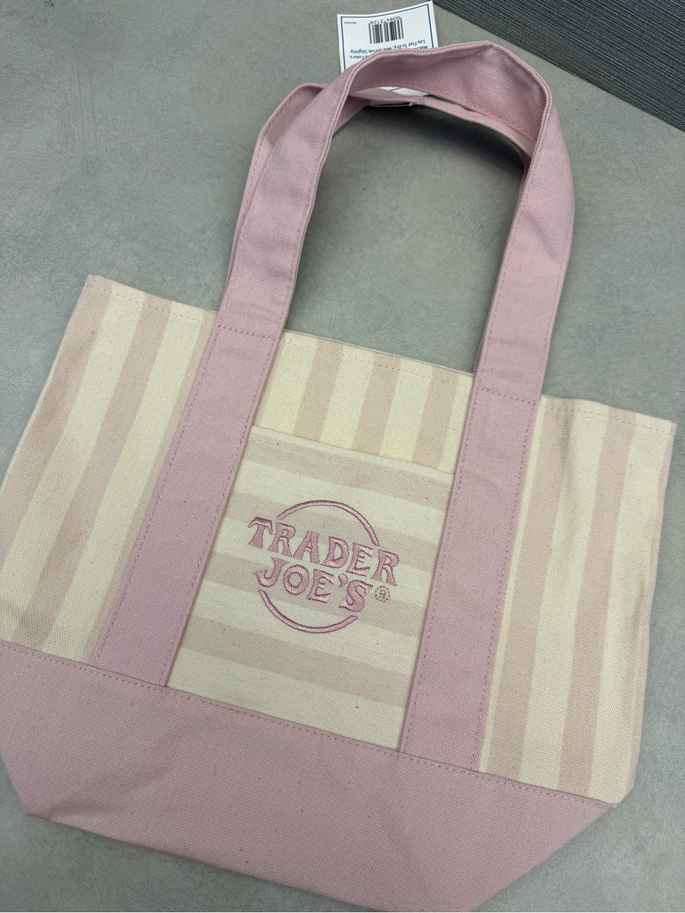 Trader Joe’s Pink Stripe Canvas Tote Bag